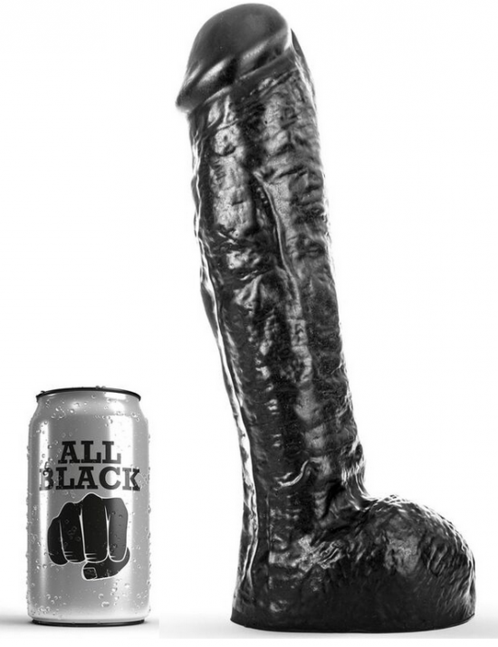 ALL BLACK dildo 29 cm s výrazným žilkováním