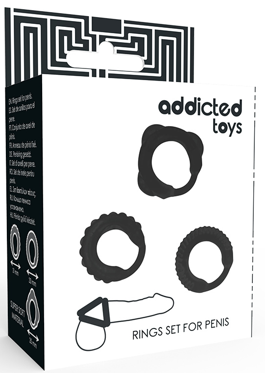 Sada erekčních kroužků ADDICTED TOYS C-RING černá