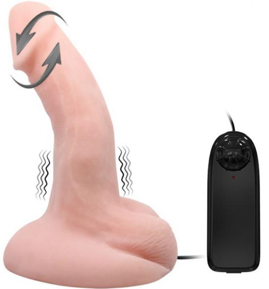 Rotačně vibrační dildo 20 cm s přísavkou a dálkovým ovládáním
