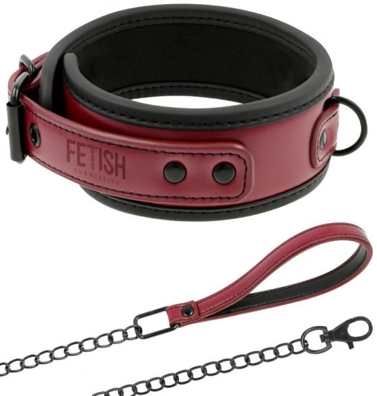 FETISH SUBMISSIVE DARK ROOM COLLAR WITH LEASH