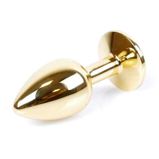 Boss Series Jewellery Gold Plug LIGHT BLUE - zlatý anální kolík s drahokamem 7 x 2,7 cm