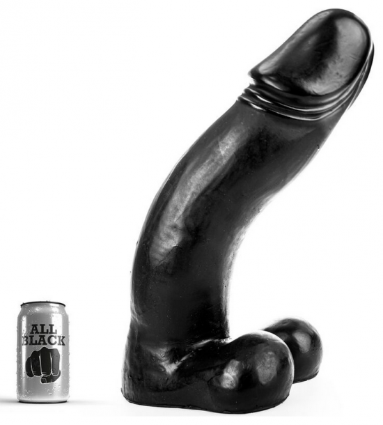 All Black AB22, černé vinylové dildo 45 x 9 cm