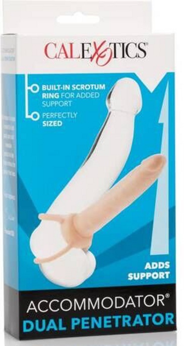 CalExotics Accommodator Dual Penetrator dildo s kroužkem na penis Skin