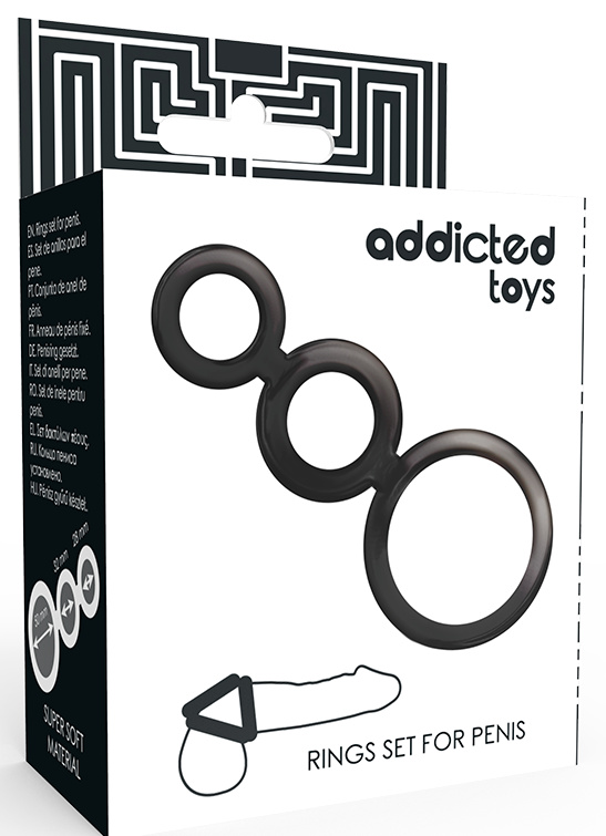 Addicted Toys Rings Set For Penis Black