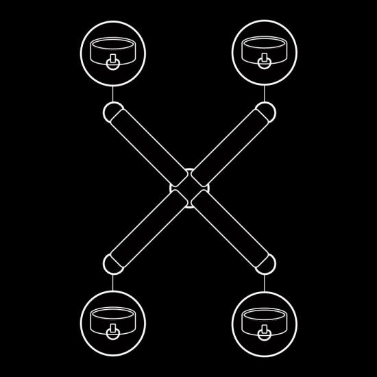 Čtyřsměrný bondážní kříž Fetish Submissive BOUND 4 WAY HOGTIE