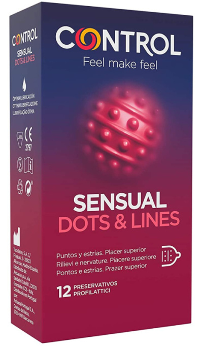 Kondomy Control Sensual Dots & Lines stimulační 12 ks