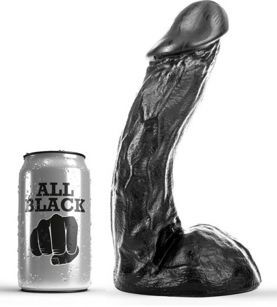 All Black AB64, černé vinylové dildo 22,5 x 5,5 cm