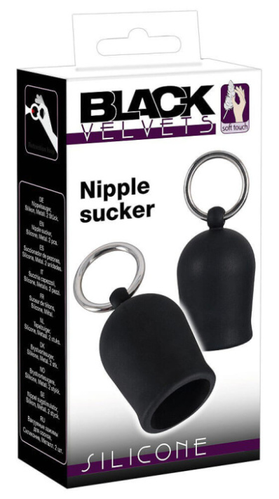 You2Toys Silikonové přísavky na bradavky s kovovými kroužky Black Velvets, 2 ks