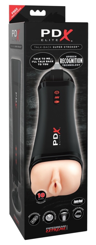 Pipedream Extreme Elite Talk Back Super Stroker Flesh