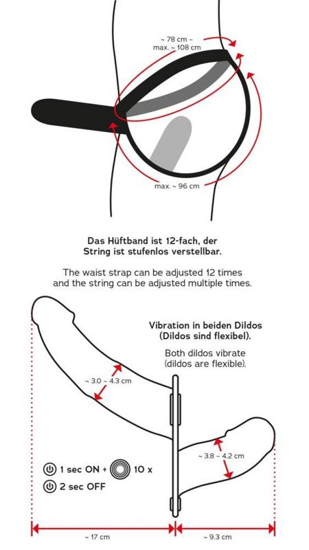 Dvojitý vibrační strap-on Vibrating Double Dildos