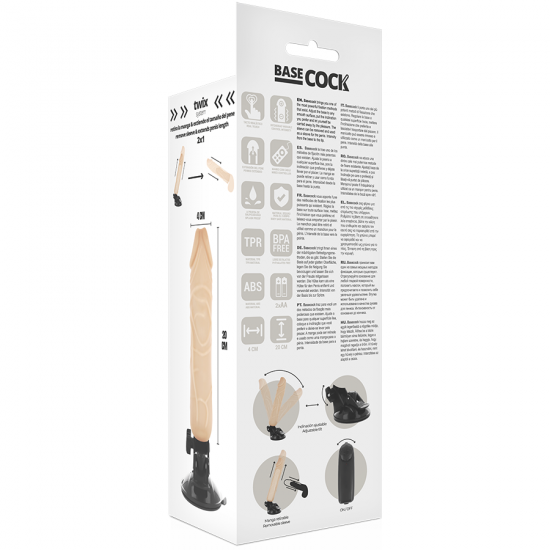 BASECOCK Realistické dildo s přísavkou a dálkovým ovládáním 20CM