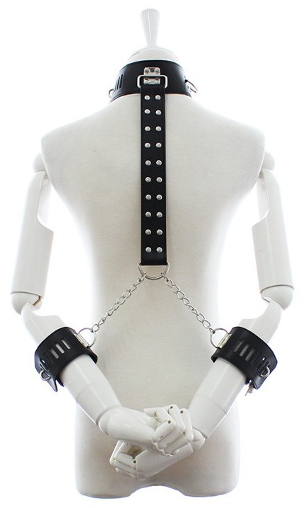 Faux Leather Collar With Wrist Restraint