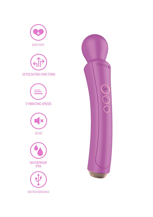Ergonomický masážní vibrátor XoCoon Wand fialový