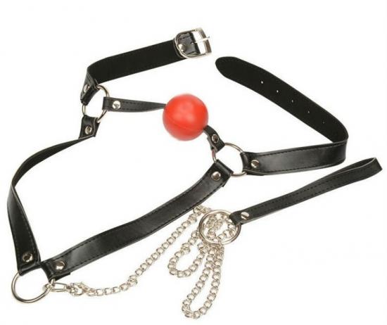 Ball Gag With Metal Chain Leash