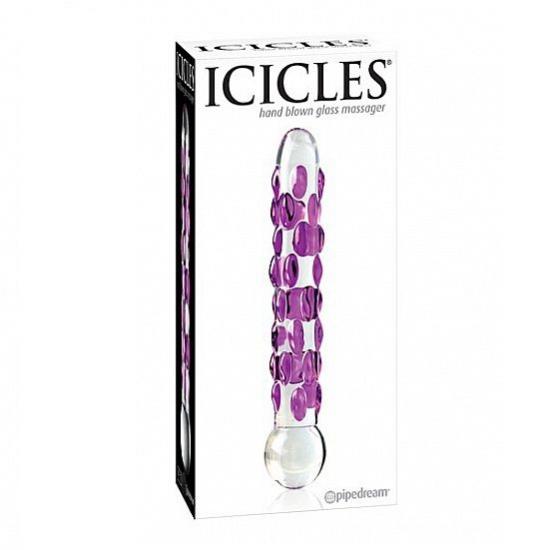 Icicles no 7 hand blown massager Skleněné dildo Průhledný