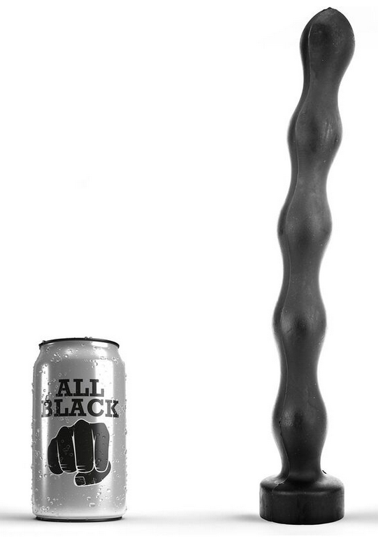 All Black AB69, černé vinylové dildo 31 x 3,5 cm