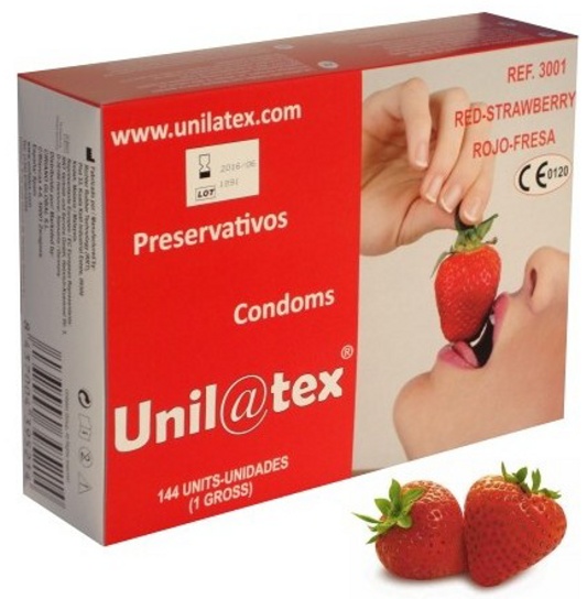 Box of 144 Red Strawberry condoms