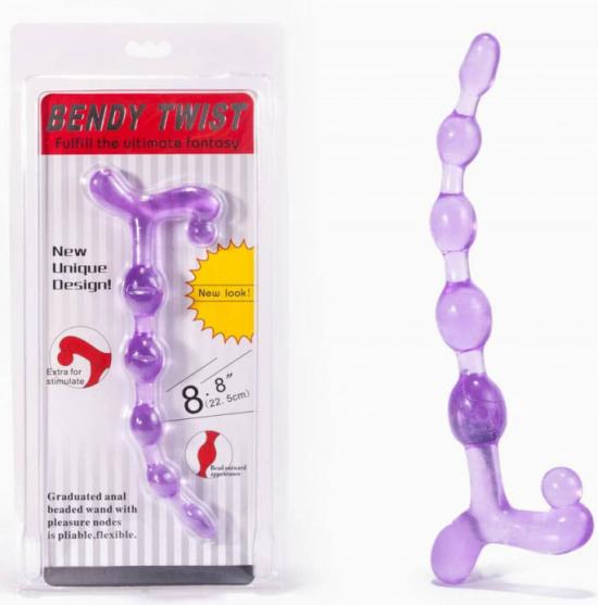 Bendy twist anal beads Purple