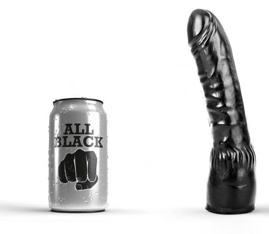 All Black AB10, černé vinylové dildo 20 x 3,5 cm