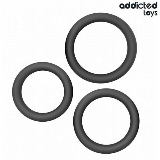 Addicted Toys Set Of Flat Silicone Rings, silikonové erekční kroužky