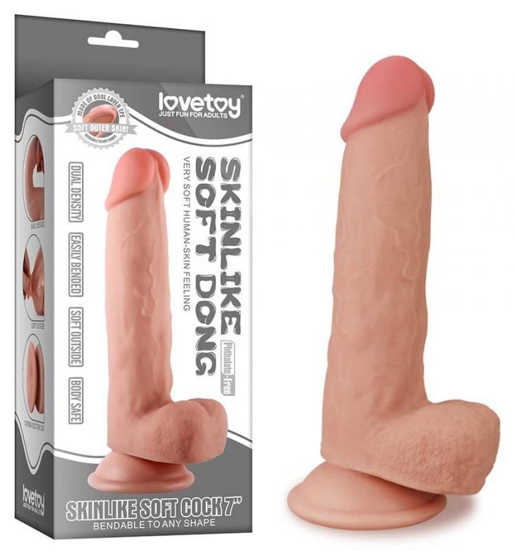 Lovetoy Skinlike Soft Cock 7?, dildo s přísavkou 20 x 4 cm