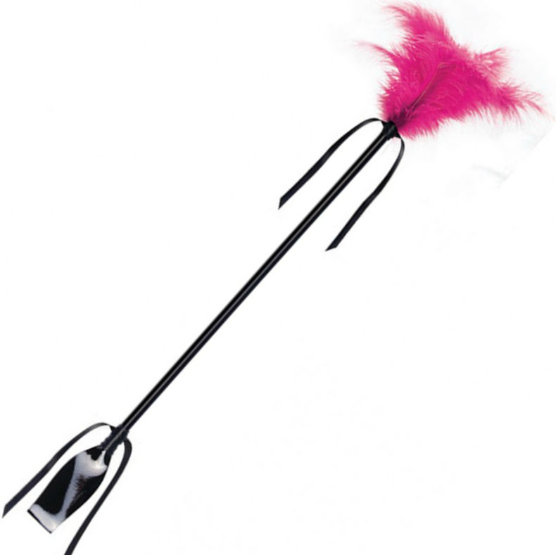 Secret Play Duster and Riding Crop Black-Fuchsia