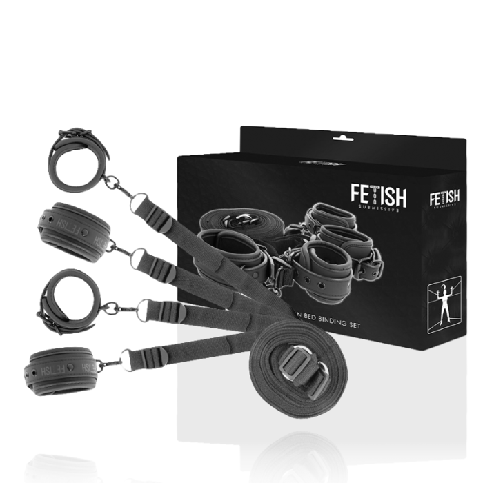 Fetish Připoutání k posteli Submissive BED BINDING SET WITH ADJUSTABLE RI