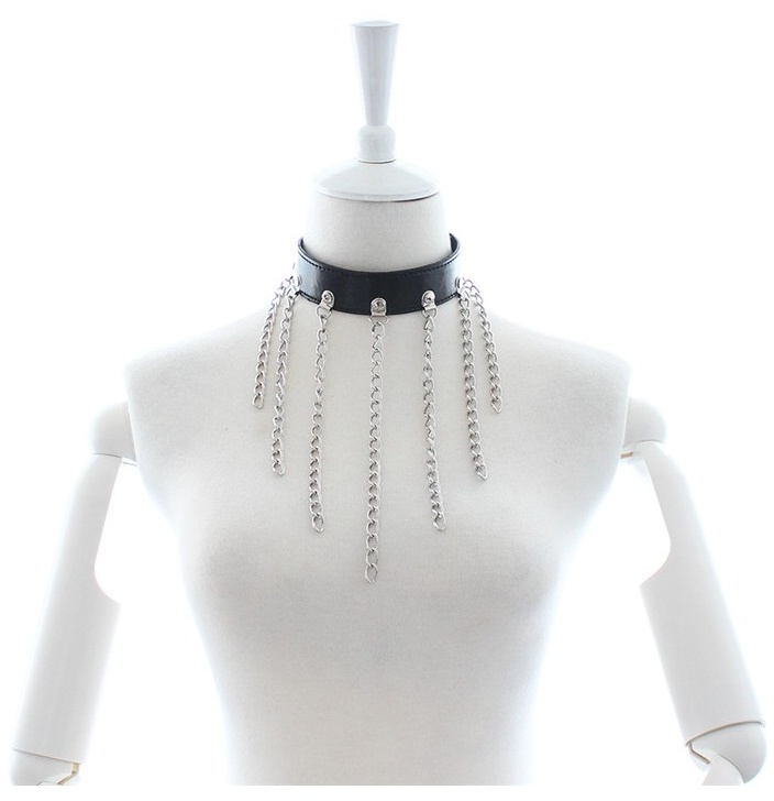 Faux Leather Collar With 7 Chains