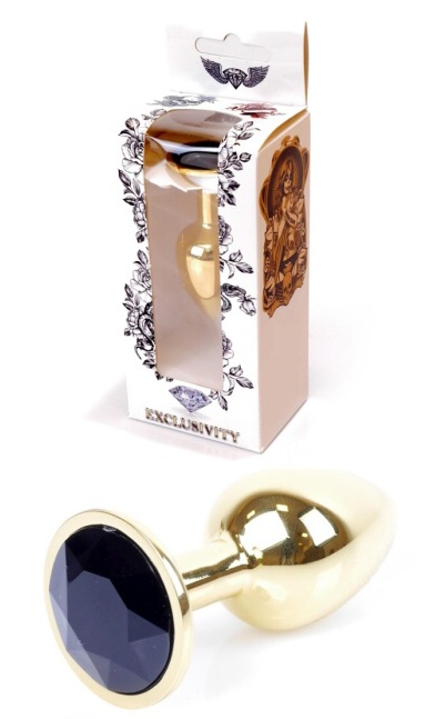 Boss Series Jewellery Gold Plug BLACK - zlatý anální kolík s dra