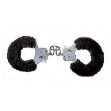 Furry Cuffs Black Plush- Pouta