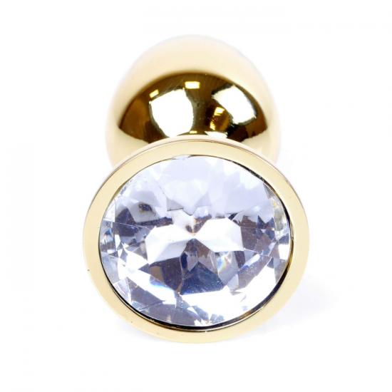 Boss Series Anální kolík zlatý s čistým diamantem