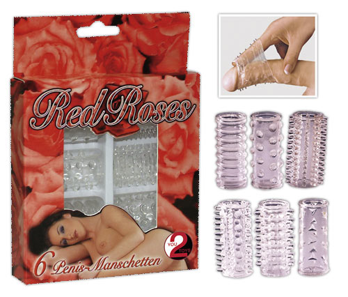 Sada návleků na penis Red Roses Penismanschetten 6 ks