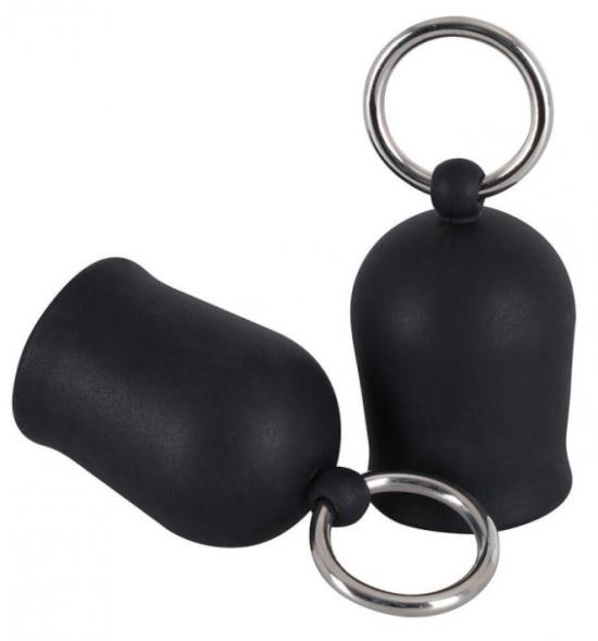 You2Toys Silikonové přísavky na bradavky s kovovými kroužky Black Velvets, 2 ks