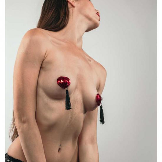 Lola Games Pasties Burlesque Gipsy Red - lepítka na bradavky červená Červený