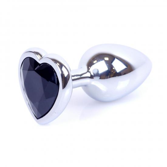 Boss Series Jewellery Silver Heart Plug Clear - stříbrný anální kolík s drahokamem ve tvaru srdce 7 x 2,7 cm Boss Series Jewellery Silver Heart Plug Clear - stříbrný anální kolík s drahokamem ve tvaru srdce 7 x 2,7 cm