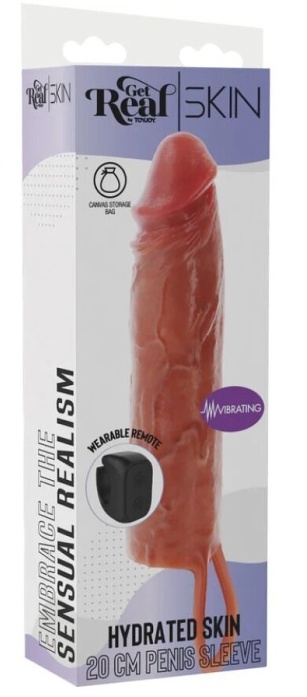 ToyJoy Get Real Hydrated Skin Penis Silicone Sleeve Vibrating (20 cm), vibrační návlek na penis