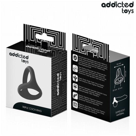 Addicted Toys Thick Triple Penis Ring, trojitý erekční kroužek
