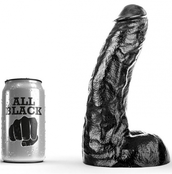 Anál - vagína univerzální černé dildo 25,5 cm s koulem