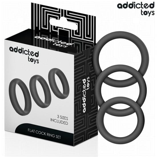 Addicted Toys Set Of Flat Silicone Rings, silikonové erekční kroužky
