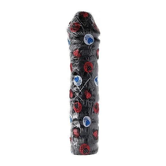 All Black AB51, černé vinylové dildo 38 x 7,5–8,5 cm