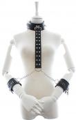 Faux Leather Collar With Wrist Restraint Faux Leather Collar With Wrist Restraint
