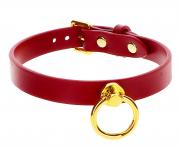 Taboom Bondage in Luxury O Ring Collar Red