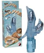 Modrý vibrátor delfín s klit. drážděním - Double Dolphin