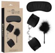 Intense Fetish Erotic Playset 2 With Handcuffs, Blind Mask &amp; Tickler Black