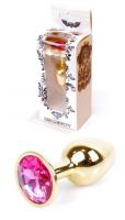 Boss Series Jewellery Gold Pink - Růžový anální kolík Różowy