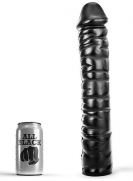 All Black AB51, černé vinylové dildo 38 x 7,5–8,5 cm